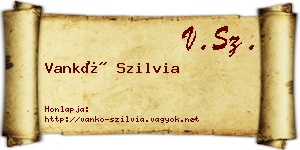 Vankó Szilvia névjegykártya